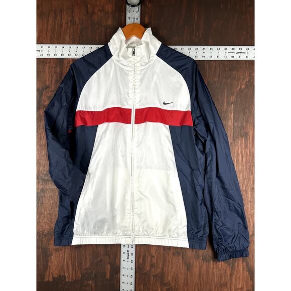 Nike Athletic Department Full‎ Zip Windbreaker Jacket RWB Mens Large Vintage VTG - Picture 1 of 8